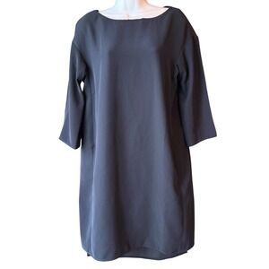 ANN TAYLOR Lined Knee Length 3/4 Sleeve Sheath Dress Black Size Medium LBD‎